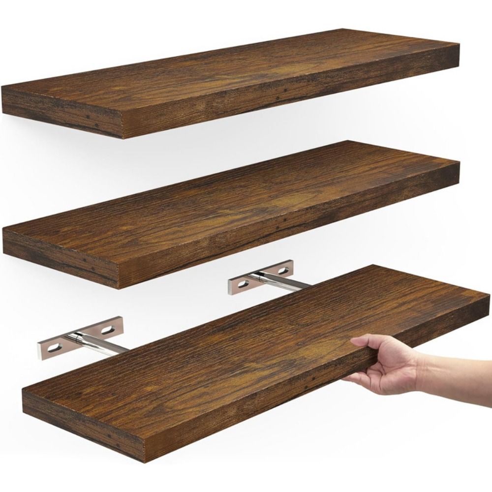 Shelf Bracket Pair - ชั้นเก็บของแบบแขวนทำจากไม้ชั้นที่แขวนผนังติดผนังทนทานทนทานชั้นชั้นลอยที่มองไม่เห็น