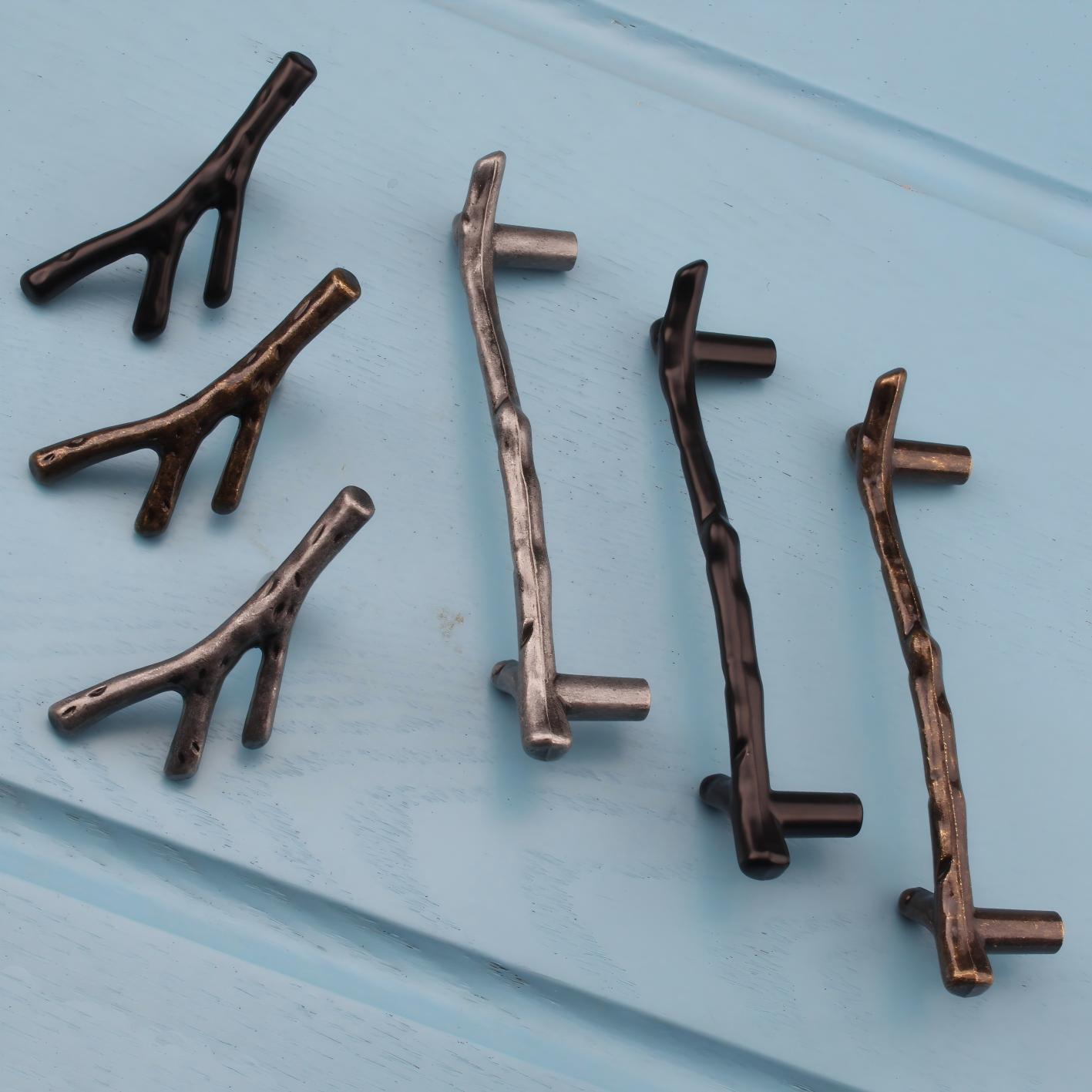 Unique Furniture Hardware - มือจับลิ้นชักตู้ครัวสีบรอนซ์ดำสไตล์ยุโรปสมัยใหม่ ดีไซน์กิ่งไม้แบบเกาหลี - อุปกรณ์ตกแต่งตู้ที่ไม่เหมือนใครสำหรับการตกแต่งบ้าน