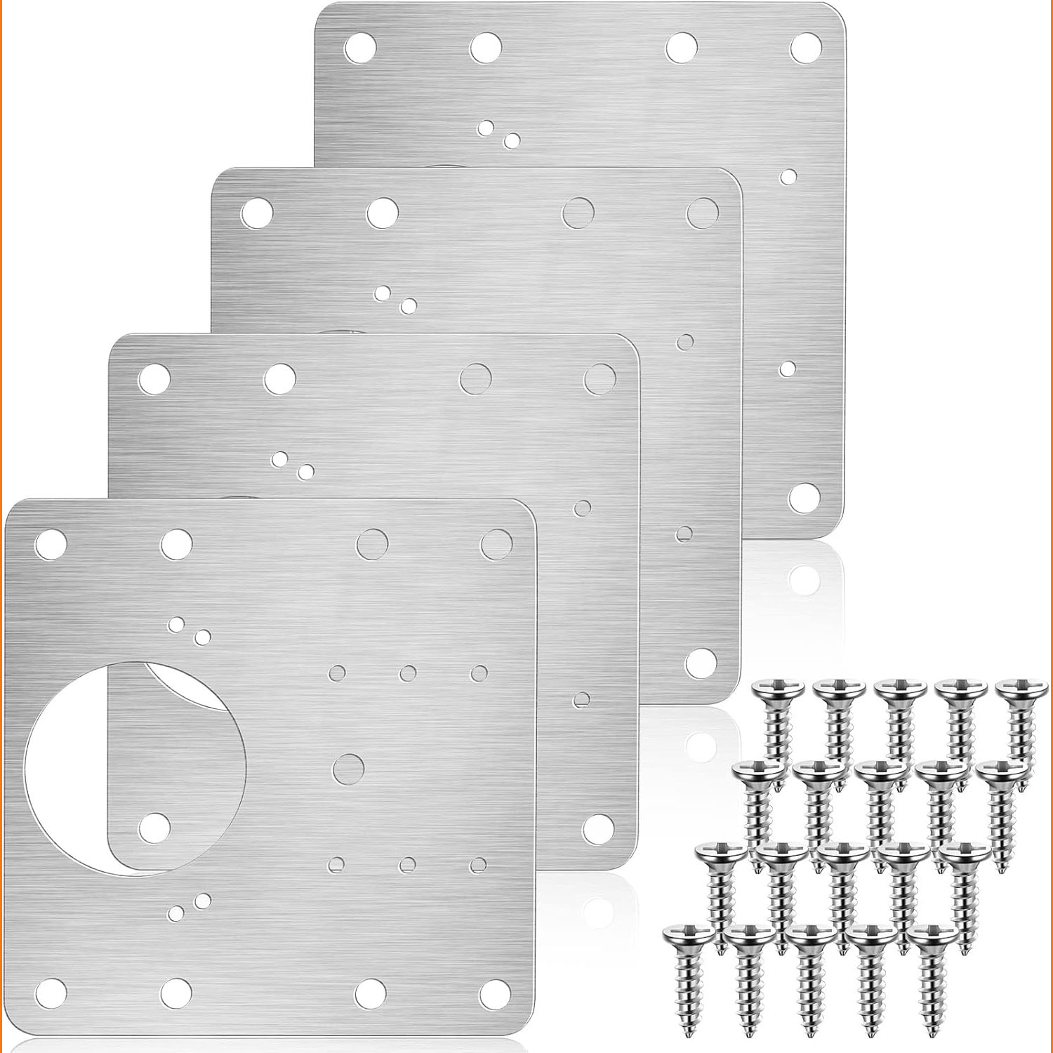 Cabinet Hinge Overlay - ชุดซ่อมบานพับตู้ ชุดแผ่นยึดบานพับประตูตู้ครัว พร้อมรู แผ่นยึดแบบแบน ขายึด ตัวล็อค