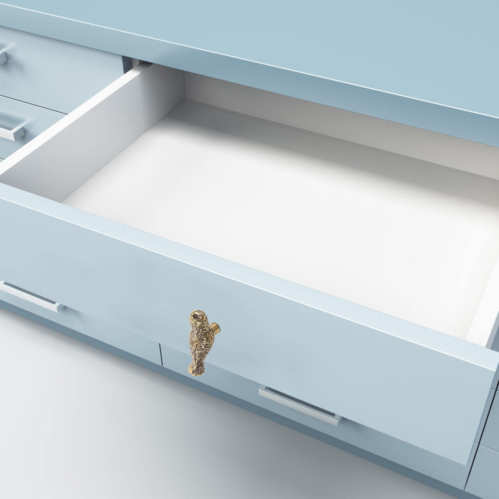 Unique Furniture Hardware - มือจับตู้และลิ้นชักทองเหลืองวินเทจลายรูปนกฮูก 2 ชิ้น สำหรับตกแต่งตู้ครัว ตู้เสื้อผ้า และเฟอร์นิเจอร์ที่มีเอกลักษณ์