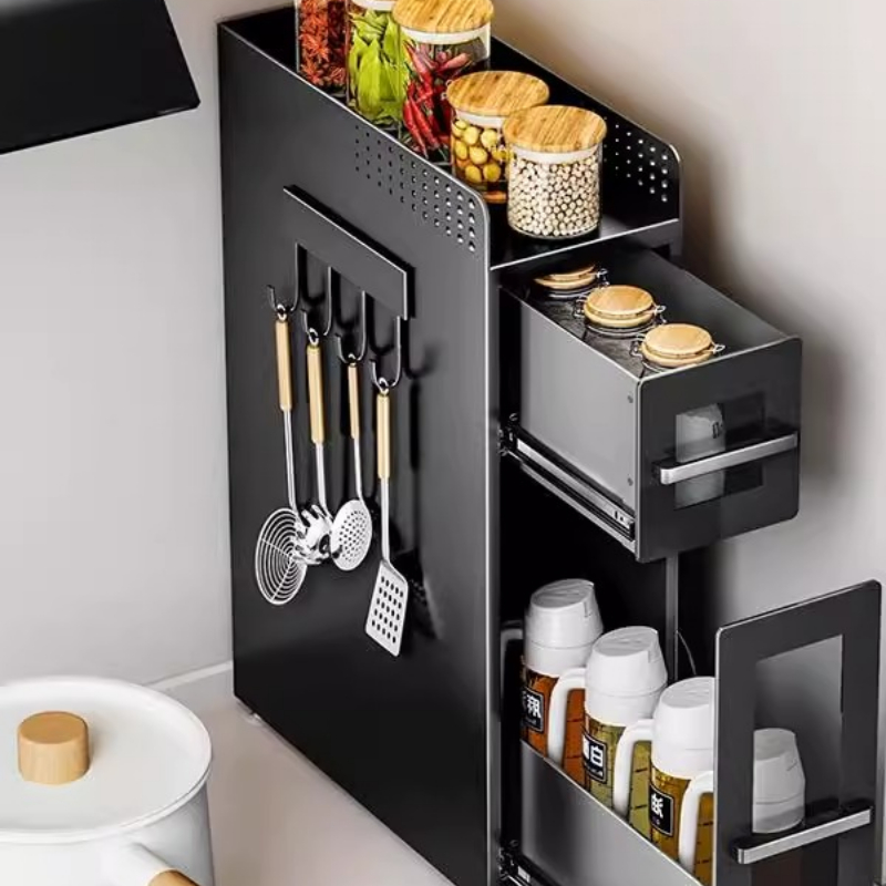Cabinet Hinge Overlay - ชั้นวางเครื่องเทศเข้ามุมตัวจัดระเบียบแบบดึงออกได้ - ชั้นวางของในครัวความจุขนาดใหญ่, ตู้เก็บของแบบปรับได้สําหรับเครื่องปรุงอาหารในตู้กับข้าว