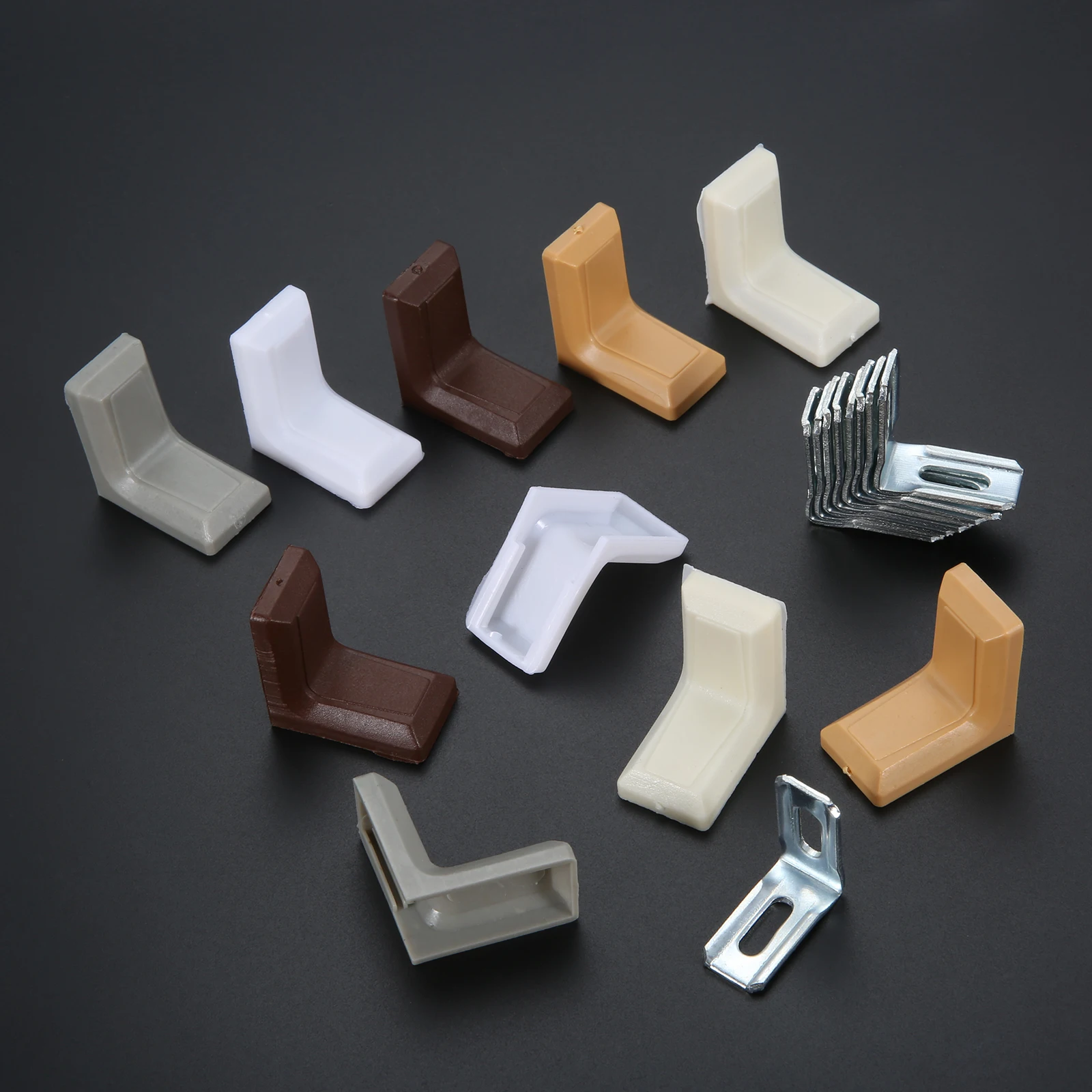Shelf Bracket Pair - 20 ชิ้น 90 องศา L รูปร่างวงเล็บมุมพร้อมฝาครอบพลาสติกมุมขวามุมรั้ง