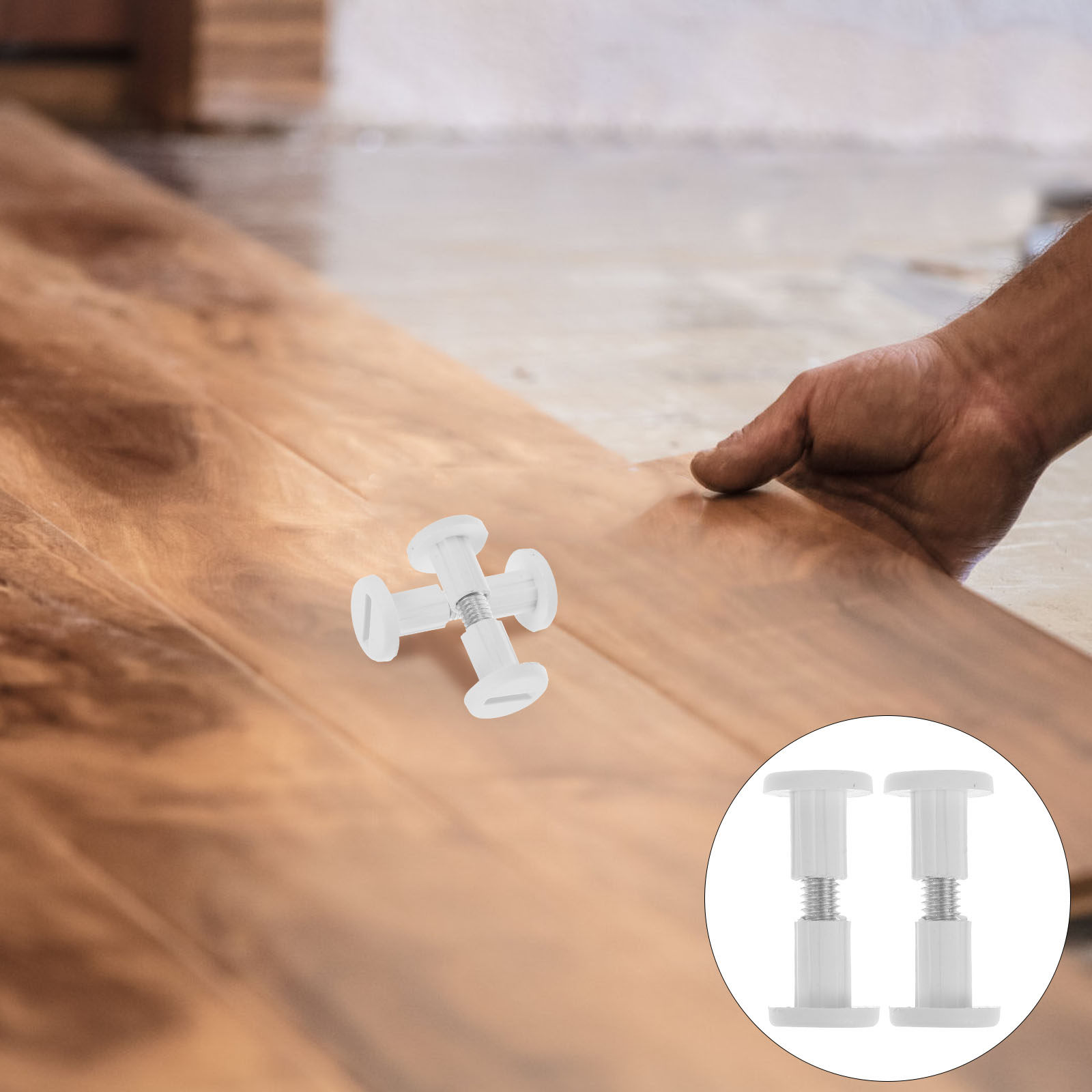 Furniture Joining Hardware - ชุดอุปกรณ์ยึดแผ่นเฟอร์นิเจอร์ 50 ชิ้น วัสดุพลาสติกและเหล็ก พร้อมสกรูและน็อตสำหรับยึดแผ่นเฟอร์นิเจอร์อย่างรวดเร็ว อุปกรณ์ฮาร์ดแวร์สำหรับยึดท็อปโต๊ะ