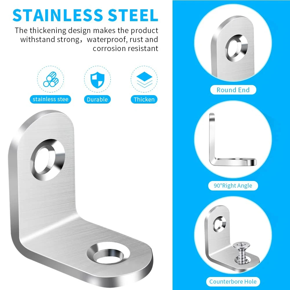 เหล็กฉากสแตนเลสแบบ L พร้อมสกรู - Shelf Bracket Pair บทวิจารณ์และราคา